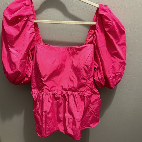 Lilly Pulitzer Pink Puff Sleeve Top - Picture 2 of 5